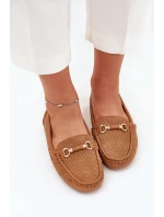 Mokasyny Damskie Ażurowe Z Ozdobą Camel Kaydance