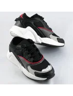 Čierne šnurovacie sneakersy s farebnými vsadkami (6346)