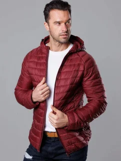 Pánska prešívaná bunda vo vínovej bordovej farbe s kapucňou (HM112-6)