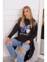 Oversize blúzka s potlačou čierna