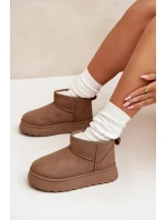 Śniegowce Damskie Na Platformie Ocieplane Futerkiem Khaki Vesirae