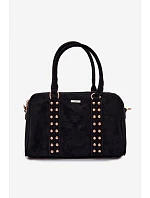 Kufríková kabelka so zlatými gombíkmi Black Emelle