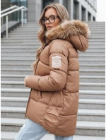 Dámska zimná prešívaná bunda s kapucňou FashionStreet camel TY5508 Dámska zimná prešívaná bunda s kapucňou FashionStreet camel TY5508