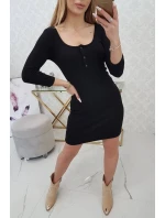 Šaty s gombíkovým výstrihom čiernej