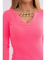 Šaty so zlatou retiazkou ružové neónové