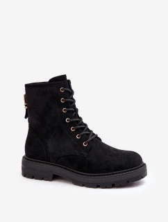 Damskie Botki Workery Na Suwak Czarne Ninsuni