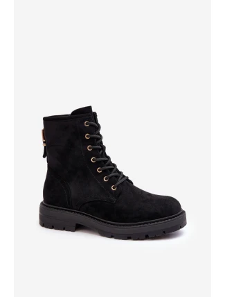 Damskie Botki Workery Na Suwak Czarne Ninsuni