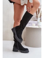 Zazoo 70145 Zamszowe Kozaki Przed Kolano Ocieplane Czarne