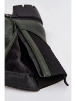 Botki Damskie Na Klocku Eko Skórzane Ciemnozielone Kyra