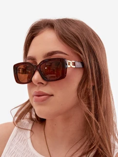 Dámské sluneční brýle s zlatým detailem Hnědé