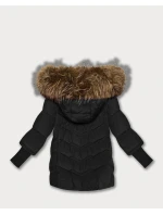 Dámska zimná bunda s pletenými rebrovanými manžetami Goodlookin black (KK60613)