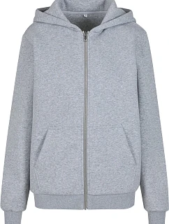 Build your Brand BY 290 Dámska mikina s kapucou z hrubej bavlny „Fluffy“ 56.0290 heather grey
