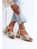 Damskie Sandały Na Obcasie Sergio Leone SK880 Perłowe