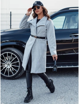 Dámsky jesenný dlhý kabát CELESTIA svetlo šedý FashionStreet NY0684