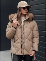 Dámska zimná bunda LESISI prešívaná s kapucňou béžová FashionStreet TY4715