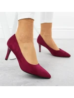 Dámske semišové lodičky na podpätku vo fuchsiovej farbe Sergio Leone 1336