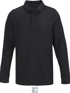 NEOBLU Owen LSL Men Pánske polo s dlhým rukávom z hrubého piqué 24.4396 deep black