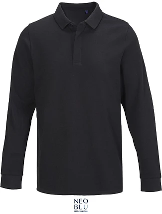 NEOBLU Owen LSL Men Pánske polo s dlhým rukávom z hrubého piqué 24.4396 deep black