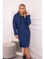 Šaty s kapucňou a bočným rázporkom z džínsoviny