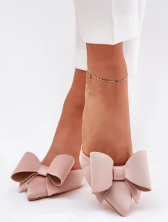Szpilki Z Odkrytymi Piętami I Kokardką Beżowe Eklevia