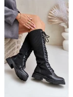 Šnurovacie topánky s elastickým zvrškom čierne Vamilena