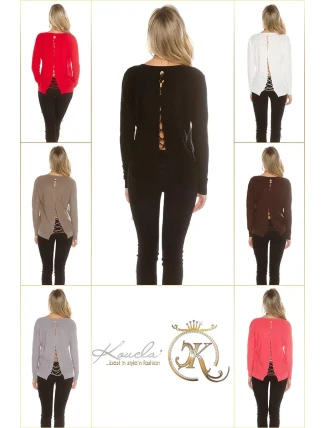 Módny sveter 8507 so šnúrkami - Koucla Módny sveter 8507 so šnúrkami - Koucla