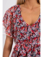 Kvetinové šaty s viazaním v páse čiernej Kvetinové šaty s viazaním v páse čiernej