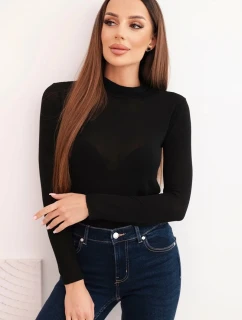 Dámska blúzka s rolákom a dlhými rukávmi z kašmíru čiernej farby