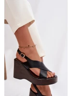 Dámské sandály z eko kůže na platformě Černé Janivra