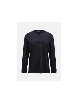 Pánske tričko PEAK PERFORMANCE M Trail Wool Blend LS, čierne Pánske tričko PEAK PERFORMANCE M Trail Wool Blend LS, čierne