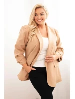 Dámska elegantná plus size bunda camel