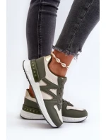 Sneakersy Damskie Z Eko Skóry Zielone Kaimans