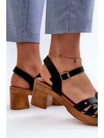 Sandały Damskie Na Obcasie Z Eko Skóry Czarne Assames Sandały Damskie Na Obcasie Z Eko Skóry Czarne Assames