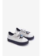 Dziecięce Sneakersy Trampki Z Przypinką Biało-Granatowe Pennyn