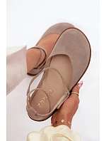 Semišové dámské baleríny Barefoot s pásky Zazoo 320 Cappuccino