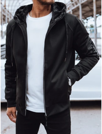 Pánska zateplená mikina na zips čierna FashionStreet BX5627
