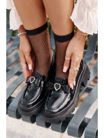 Skórzane Damskie Mokasyny Z Kokardką I Sercem D&A LZ42-032 Czarne