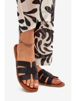 Klapki Damskie Na Płaskim Obcasie Czarne Mirona