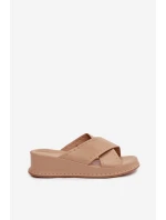 Zdobené dámské sandály na platformě z eko kůže Béžové Calorissa