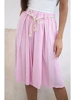 Dámske viskózové letné šortky s boho opaskom candy pink