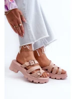 Pachnące Klapki Damskie Na Niskim Obcasie ZAXY NN285044 Jasnoróżowe