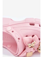 Klapki Dziecięce Dziewczęce Piankowe Z Kokardką I Ozdobami Różowe Selvana