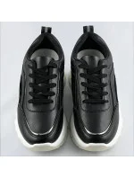Čierne dámske sneakersy s metalickou lemovkou (BG-02)