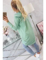 Mikina s kapucňou s dlhým zadným dielom tmavo mätová Mikina s kapucňou s dlhým zadným dielom tmavo mätová
