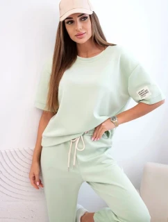 Dámsky viskózový set s krátkym rukávom a nohavicami light mint