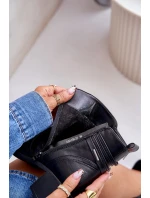 Botki Damskie Na Słupku Ocieplane Czarne Lobina