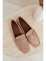Dámske mokasíny Loafers s ozdobným prvkom, béžové, Evelora Dámske mokasíny Loafers s ozdobným prvkom, béžové, Evelora