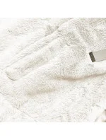 Krátka dámska kožušinová bunda v ecru farbe (R8050-26)