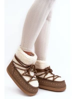 Damskie Ocieplane Śniegowce Brązowe Rohes