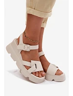 Kožené dámske sandále na platforme Artiker 54C1624 light beige